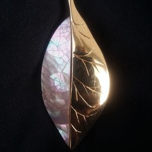 Leaf Brooch - Shell and Gold